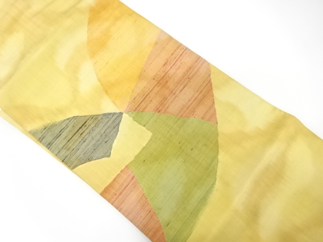 節紬　抽象模様織り出し　名古屋帯